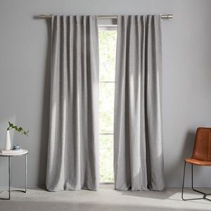 West Elm Crossweave Curtain with Blackout Lining, Stone White, 48"X84"